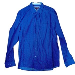 NWOT JOHNSTON & MURPHY BLUE SMALL FLOWER PRINT DRESS SHIRT